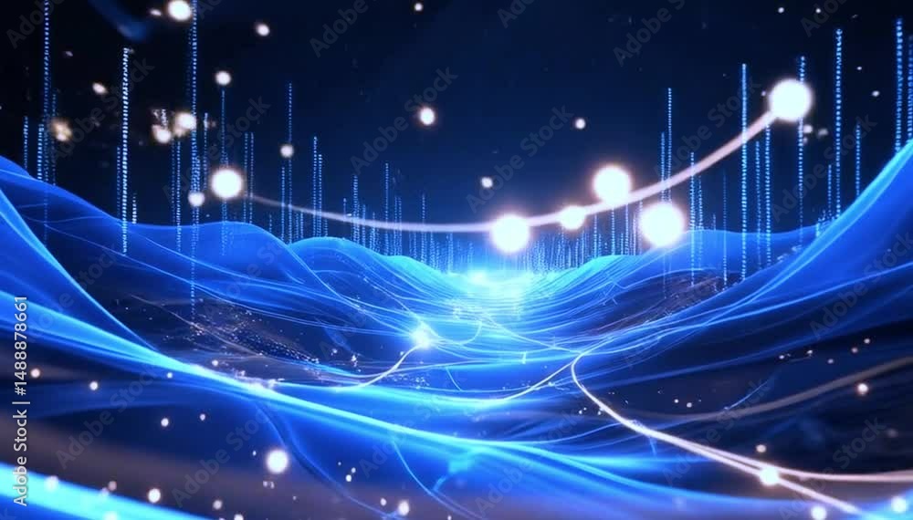 Dynamic sound wave isolated on white background. Musical particle pulsing. Blue energy flow concept. 3D rendering. abstrack background with wave style