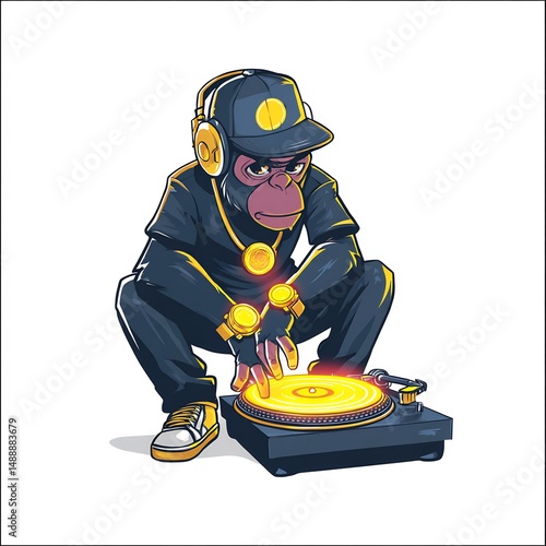 Funky Monkey DJ with Gold Watch
