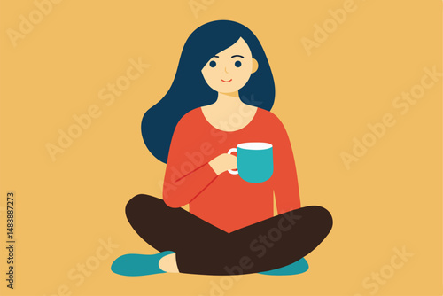 Elegant pregnant woman in a lotus pose, an illustration blending yoga, meditation, and natural beauty