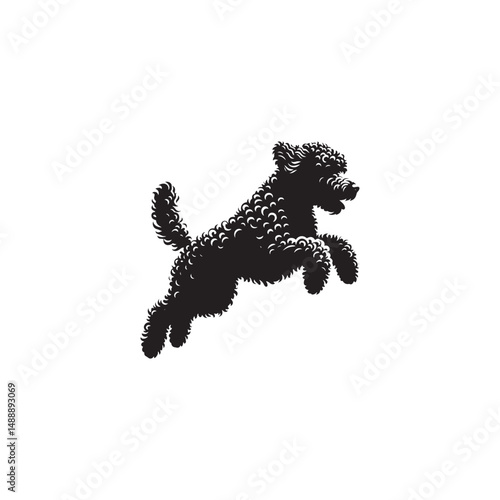 Lagotto Romagnolo Dog Silhouette – A charming outline of this curly-coated truffle hunter, showcasing its compact build, lively posture, and loyal temperament in clean vector form.
