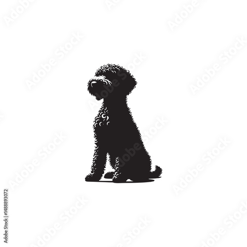 Lagotto Romagnolo Dog Silhouette – A charming outline of this curly-coated truffle hunter, showcasing its compact build, lively posture, and loyal temperament in clean vector form.
