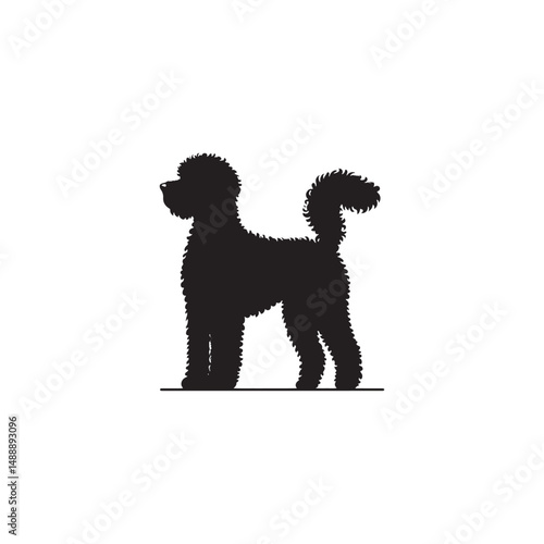 Lagotto Romagnolo Dog Silhouette – A charming outline of this curly-coated truffle hunter, showcasing its compact build, lively posture, and loyal temperament in clean vector form.
