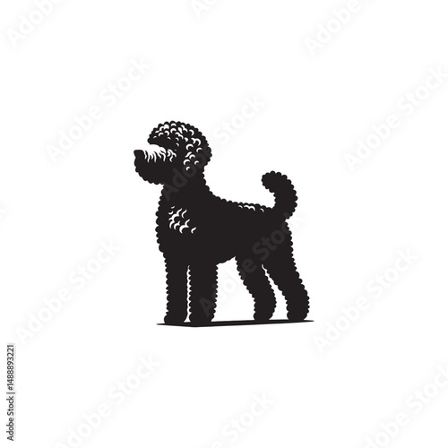 Lagotto Romagnolo Dog Silhouette – A charming outline of this curly-coated truffle hunter, showcasing its compact build, lively posture, and loyal temperament in clean vector form.
