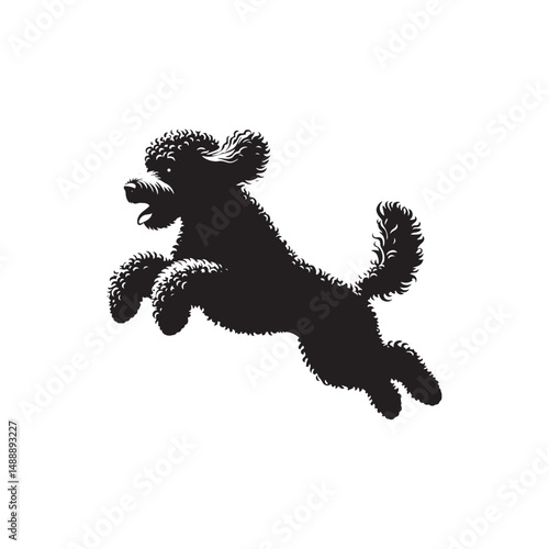 Lagotto Romagnolo Dog Silhouette – A charming outline of this curly-coated truffle hunter, showcasing its compact build, lively posture, and loyal temperament in clean vector form.
