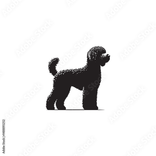 Lagotto Romagnolo Dog Silhouette – A charming outline of this curly-coated truffle hunter, showcasing its compact build, lively posture, and loyal temperament in clean vector form.
