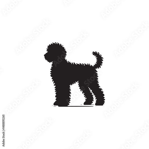 Lagotto Romagnolo Dog Silhouette – A charming outline of this curly-coated truffle hunter, showcasing its compact build, lively posture, and loyal temperament in clean vector form.
