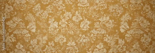 Cream floral damask on gold fabric  Opulent, intricate pattern  Perfect for luxury design , opulent, gold, elegant