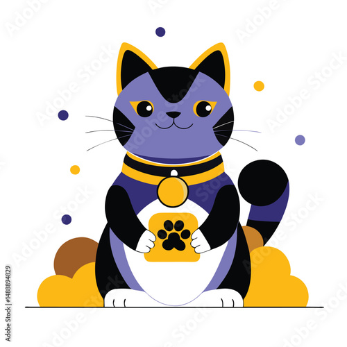 Enchanting Illustration of a Welcoming Lucky Cat Concept