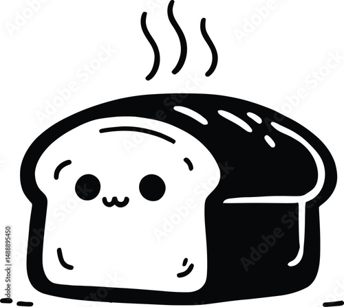 Cute kawaii cartoon bread loaf illustration vector graphic design for bakery product and food art print