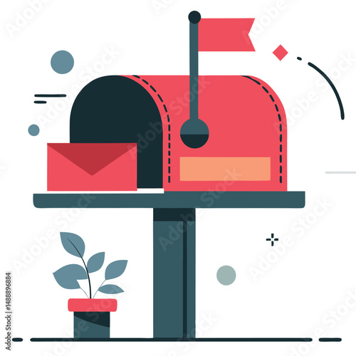 Mailbox Concept Illustration Depicting Safe and Convenient Mail Delivery