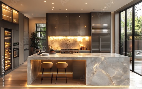 Wallpaper Mural Contemporary kitchen showcasing premium finishes and large windows high resolution image Torontodigital.ca
