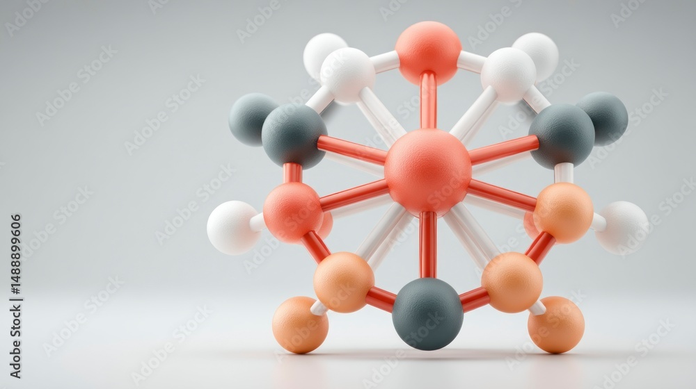 Obraz premium Molecular Structure Model with Colorful Spheres and Rods for Scientific Education Chemistry Re