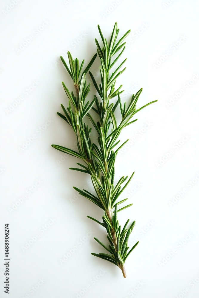 Fototapeta premium Fresh Rosemary Sprig on White, Isolated Herb