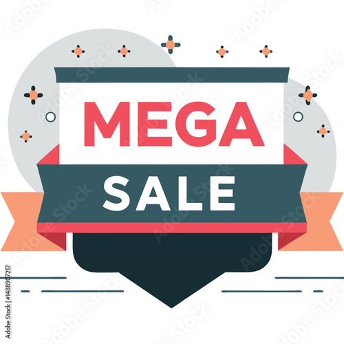 **** Captivating Mega Sale Banner Illustration with Eye-Catching Design