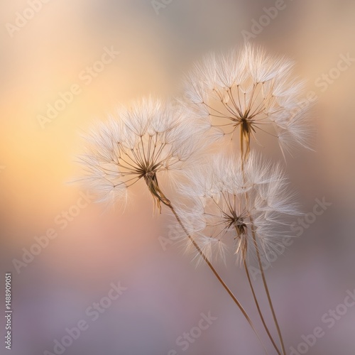 Wallpaper Mural Delicate dandelion fluff illuminated by soft light at dusk Torontodigital.ca