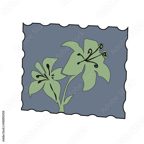 vintage postage stamp, lily flower