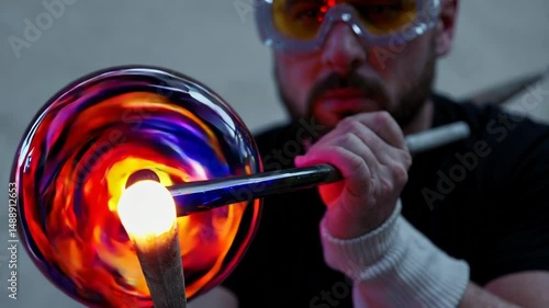Close-up of Artisan Creating Glass Vase