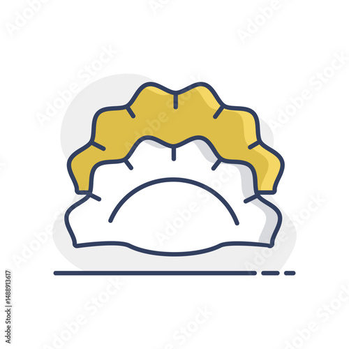Two dumplings, potstickers or jiaozi vector icon