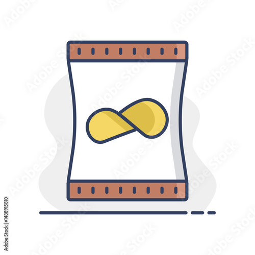 Potato chips bag vector icon. Fast food sign