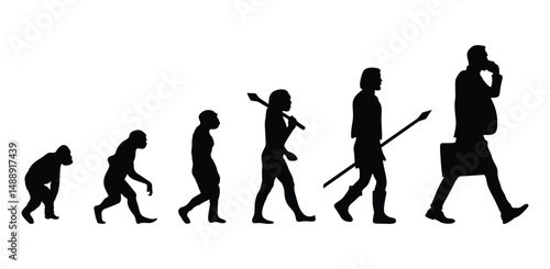 Human evolution silhouette vector.