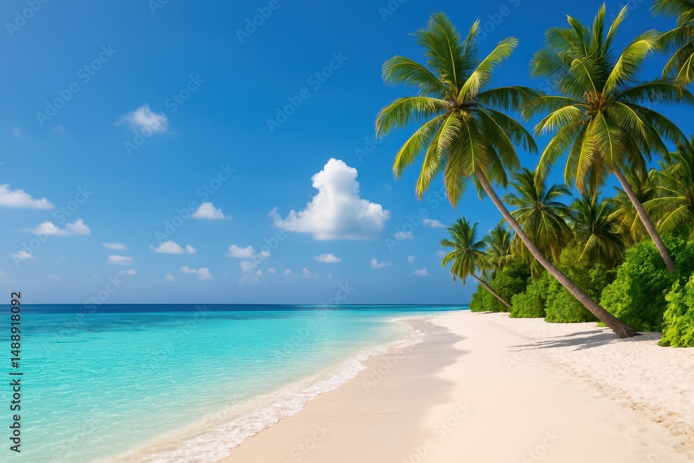 Obraz premium tropical beach with palm trees