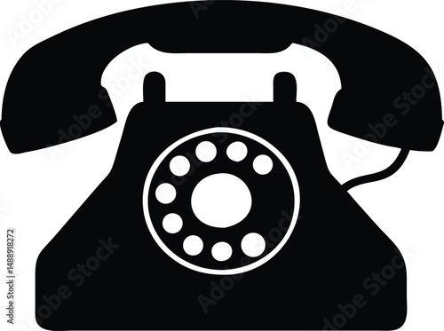 retro telephone isolated silhouette