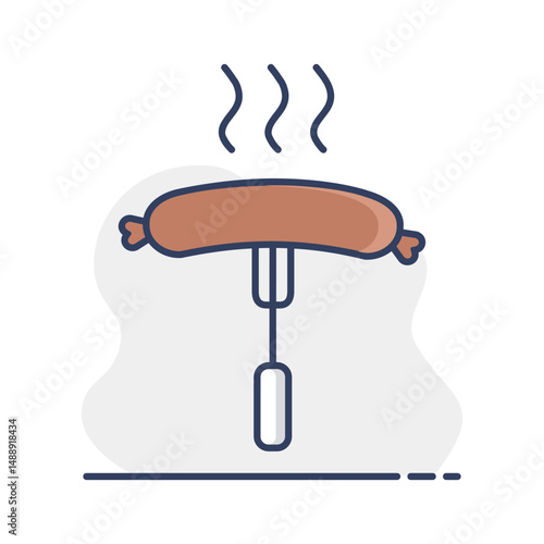 Sausage fork vector icon. Fast food sign
