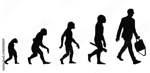 Theory of evolution of man silhouette