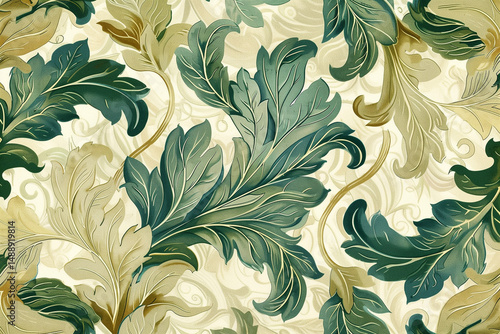 astarte.ai: Elegant Ornate Foliage Pattern with Curled Overlapping Leaves