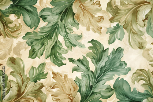 astarte.ai: Elegant Ornate Foliage Pattern with Curled Overlapping Leaves