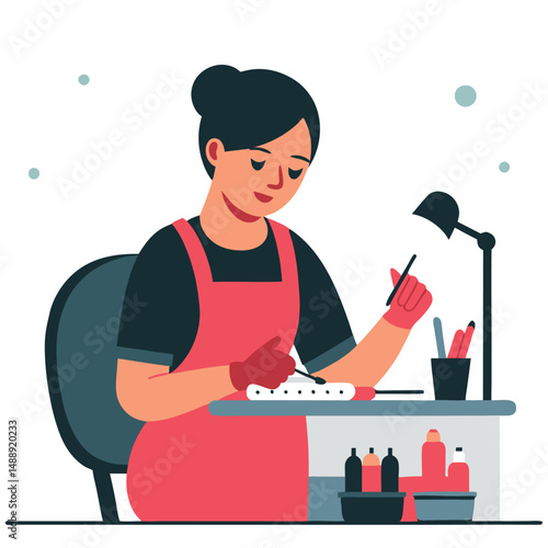 Creative Nail Art Design Concept Illustration in Digital Painting