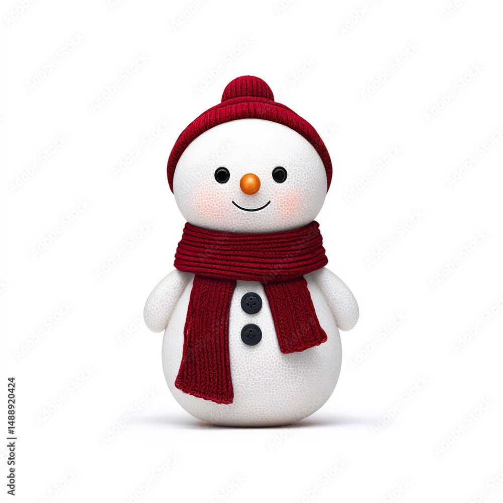 Fototapeta premium Cute Snowman with Red Scarf