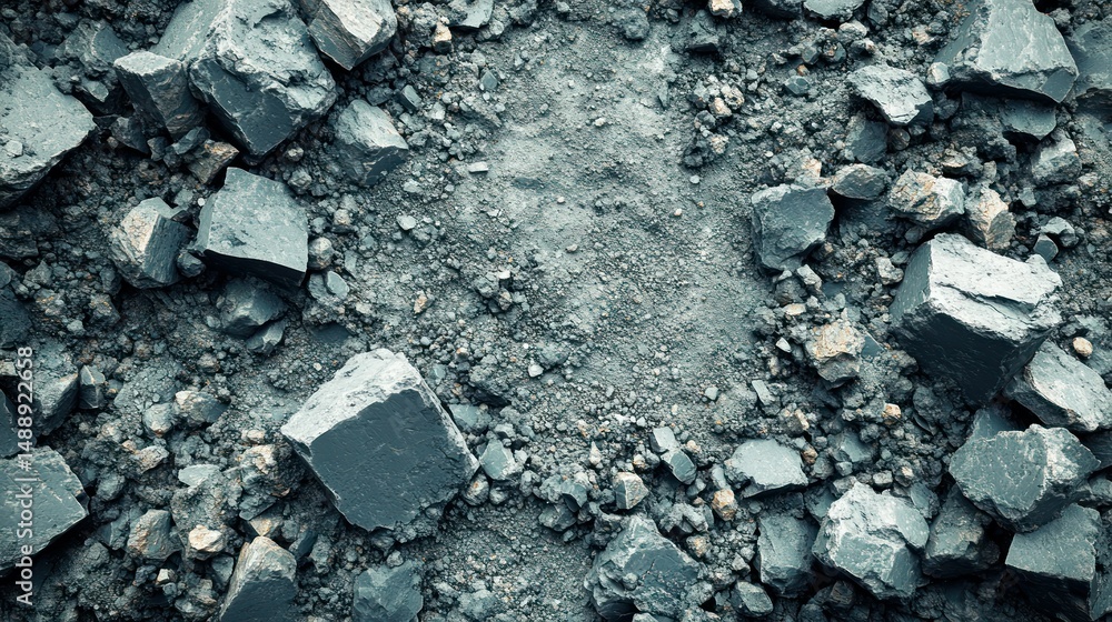 Gray rock rubble and dirt