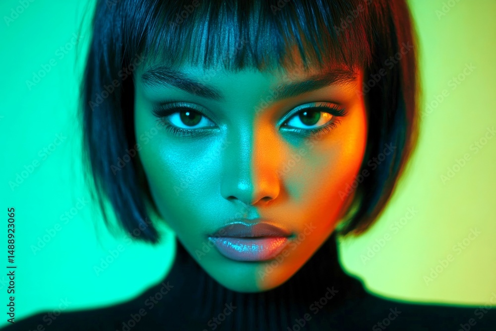Pretty calm mixed-race girl - for ads, media and digital use. Commercial commercial conceptual art. Short trim - straight hair. Short hair model. Short hair trend. Short hair woman portrait. Pretty calm mixed-race girl - for ads, media and digital use. Commercial commercial conceptual art. Short trim - straight hair. Short hair model. Short hair trend. Short hair woman portrait.