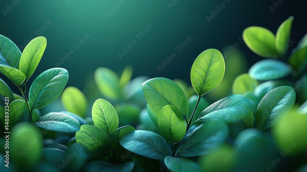Lush green leaves in soft light