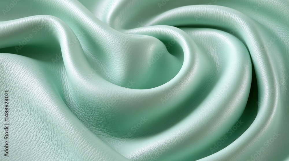 Mint green fabric drapes in swirling folds