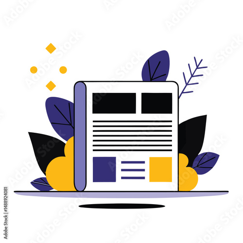 Creative Concept Illustration of a Newspaper's Content Emerging from a Giant Paper Roll