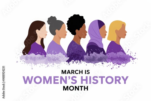 Diverse women celebrating Women's History Month.