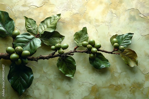Embossed coffee plant elegant design high resolution photo