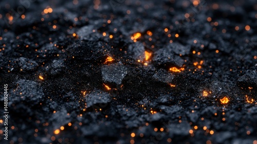 Obraz na płótnie Molten rock fragments glowing with intense heat w salonie
