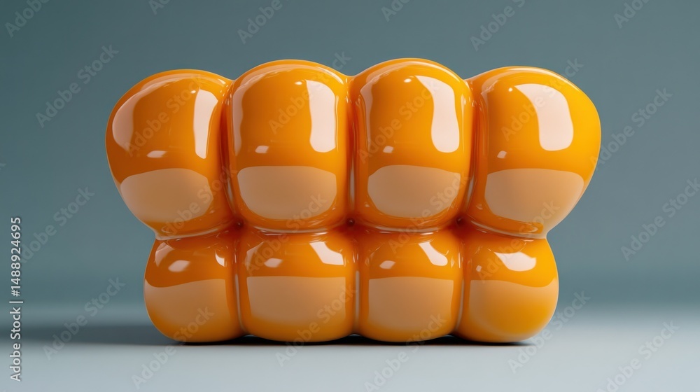 Orange, glossy, abstract, 3D, cushion