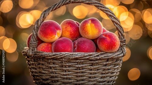 Obraz na płótnie Peaches in a woven basket (1) w salonie