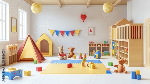 Obraz na płótnie Playful kid's room filled with toys and colorful decorations w salonie