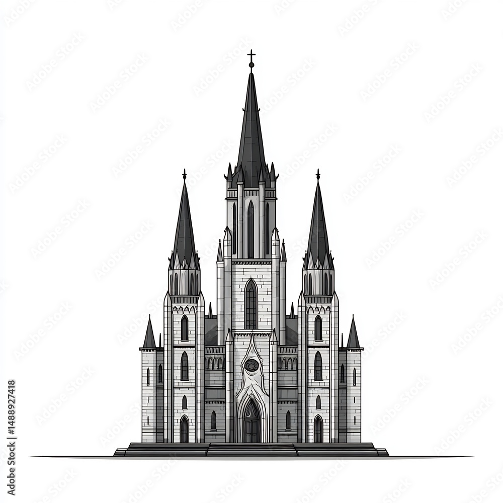 Fototapeta premium Gothic Cathedral with Tall Spires