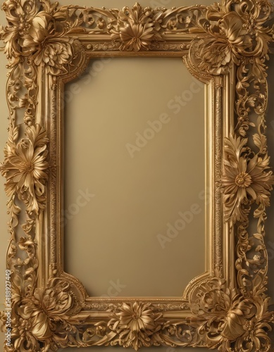 Intricate gold scroll frame featuring classic floral motifs , scroll, ornate, luxury