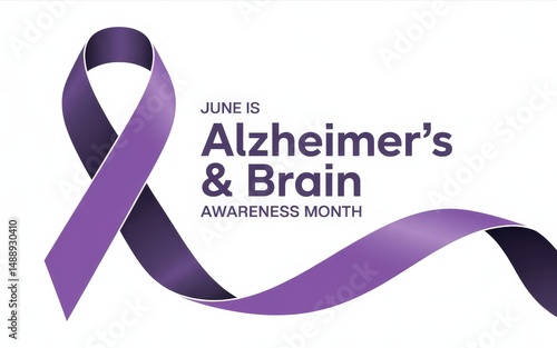 Purple ribbon symbolizing Alzheimer's awareness in June.