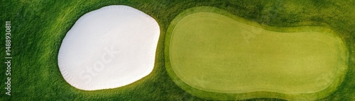 Aerial View of Golf Green and Bunker, Sports , Recreation