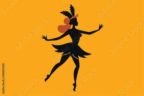 Dynamic silhouette illustration of a woman dancing with joy, capturing the action and freedom of a dancer mid-jump