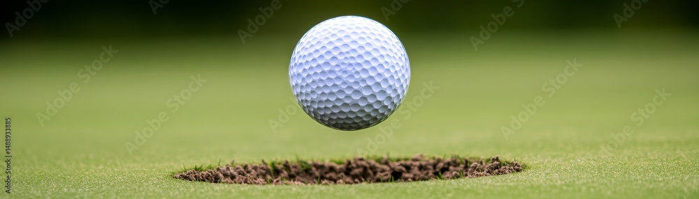 Golf Ball Hovering Above Hole on Green, sports, recreation Golf Ball Hovering Above Hole on Green, sports, recreation