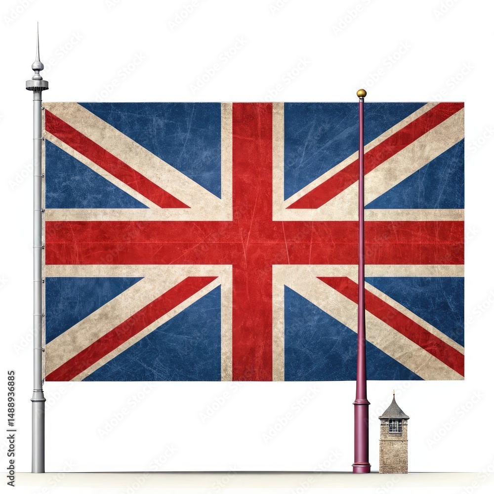Fototapeta premium united kingdom flag on whit background